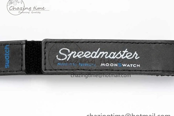 0211 ZipUp Speedmaster Misson To Neptune 1:1 Best Edition Blue Dial On Nylon Strap Quartz 7854